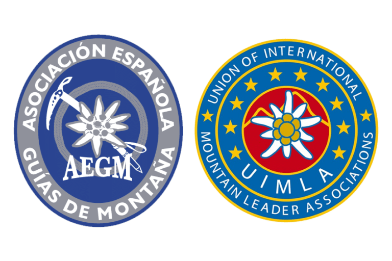 Logo de la asociación española de montaña y la unión internacional de montaña