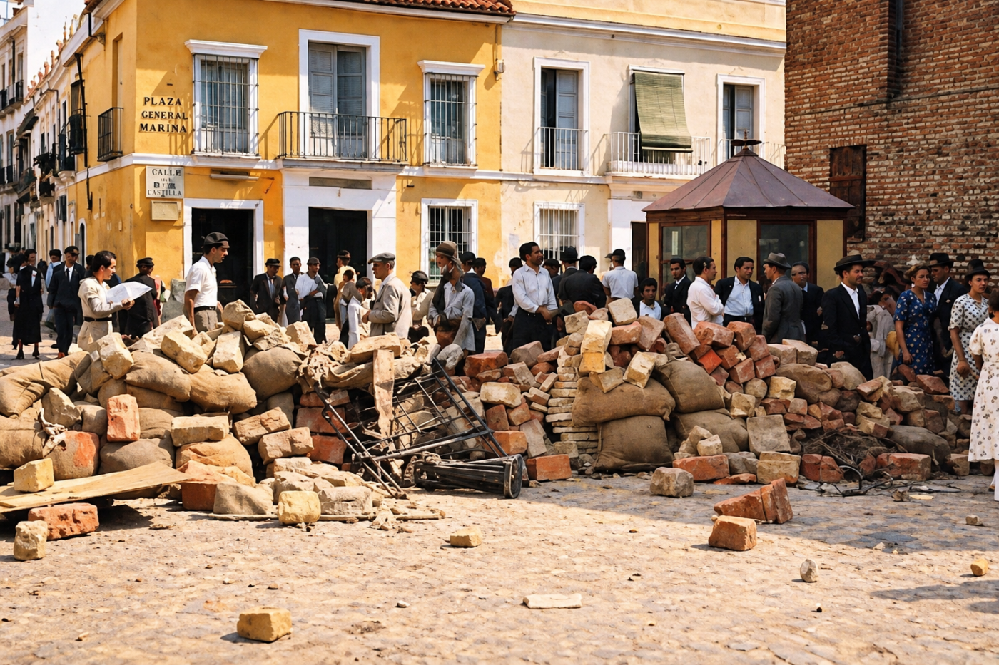 Barricadas durante la Guerra Civil en Sevilla en 1936
